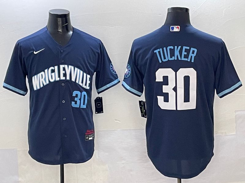 Men Chicago Cubs 30 Tucker Dark Blue City Edition 2025 Nike MLB Jersey style 8